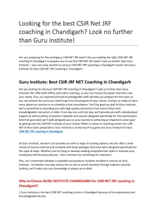 looking for the best csir net jrf looking