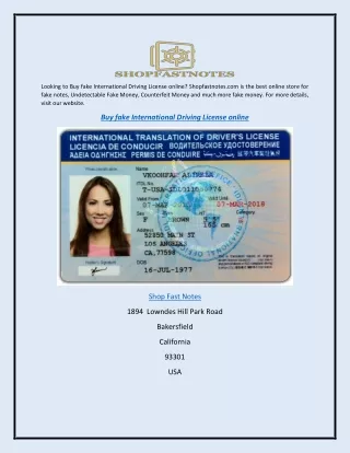 Buy fake International Driving License online  shopfastnotes.com