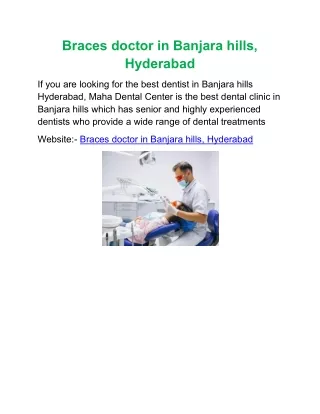 Braces doctor in Banjara hills, Hyderabad