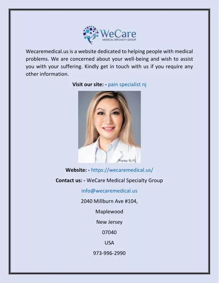 wecaremedical us is a website dedicated