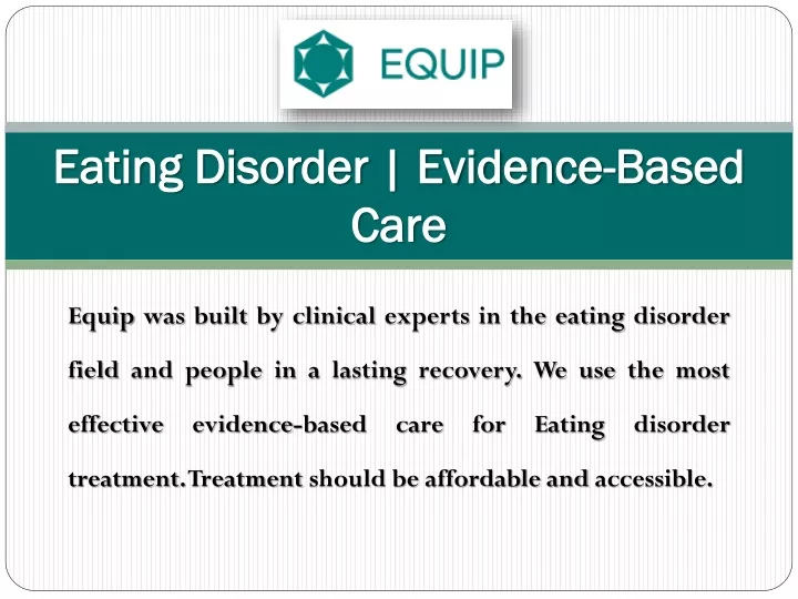 eating disorder evidence based care