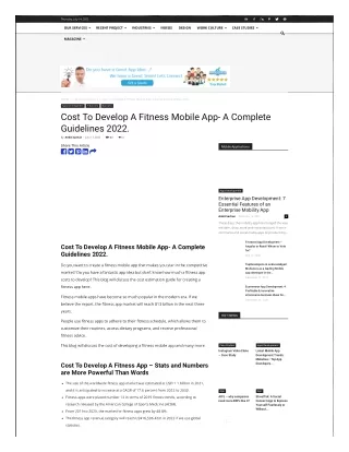 Cost To Develop A Fitness Mobile App- A Complete Guidelines 2022