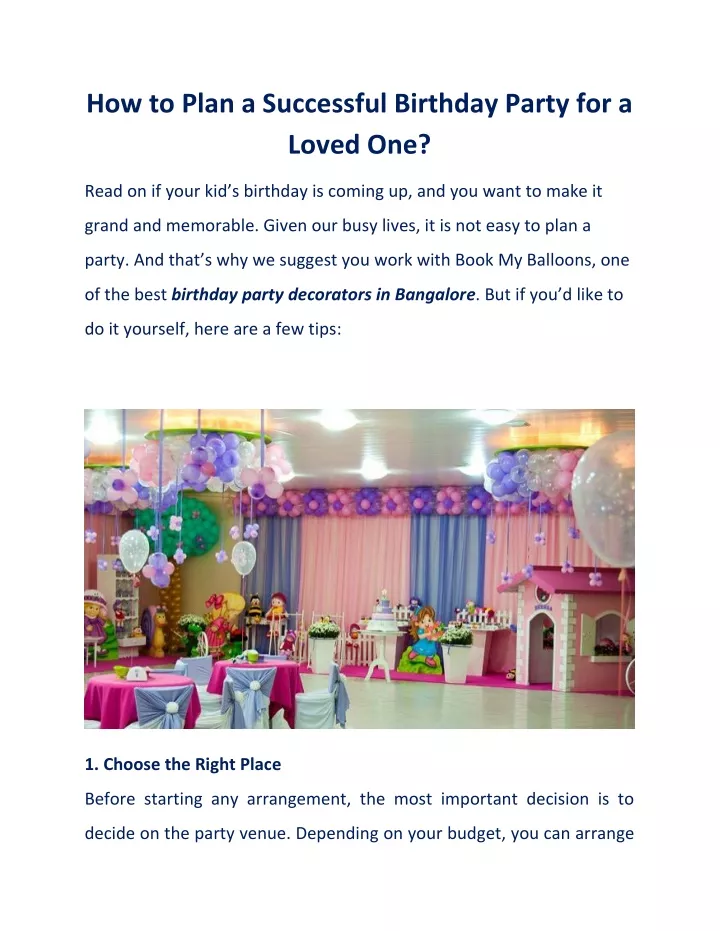 how to plan a successful birthday party