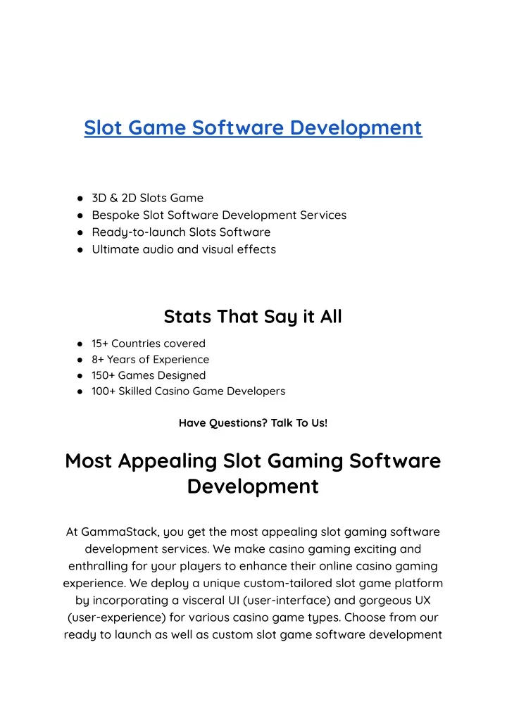 slot game software development