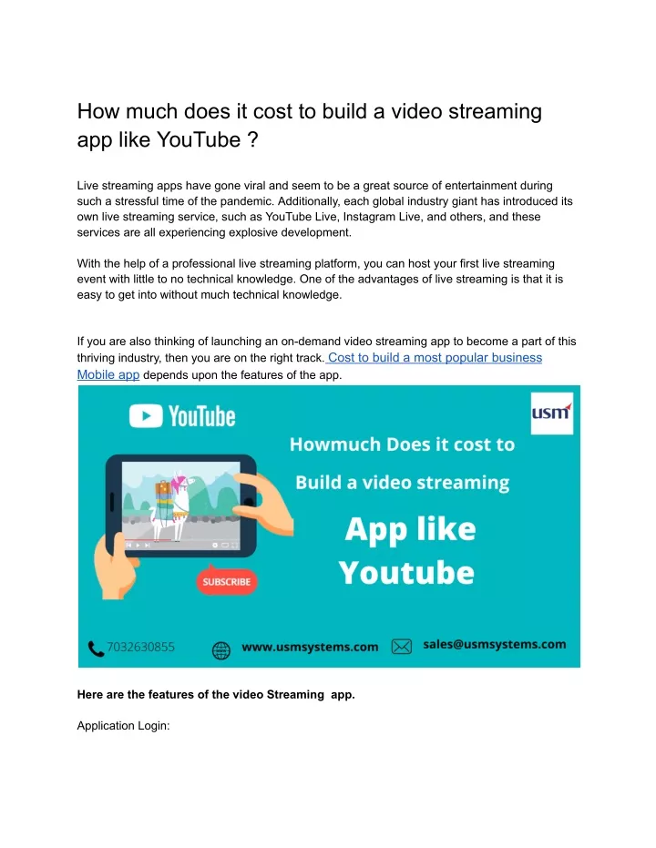 how much does it cost to build a video streaming