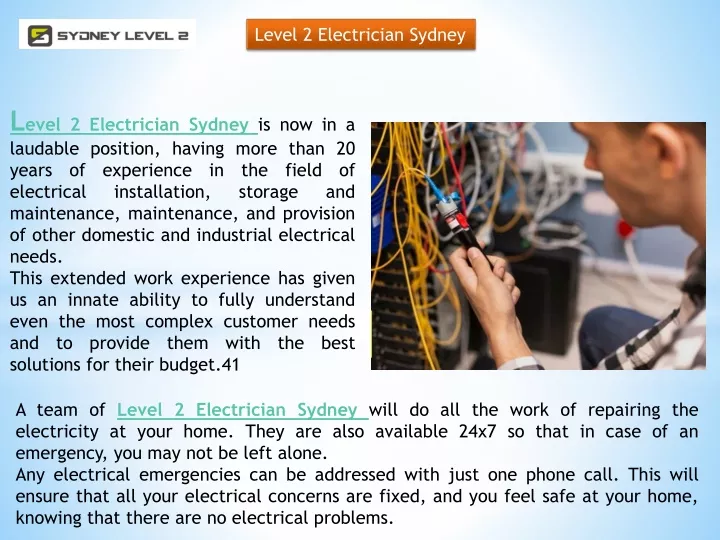 level 2 electrician sydney