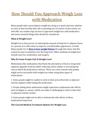 how should you approach weigh loss with medication