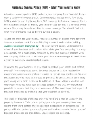 Business Owners Policy (BOP) - What You Need to Know