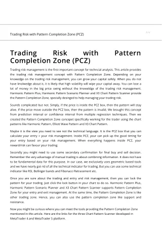 Trading Risk with Pattern Completion Zone (PCZ)