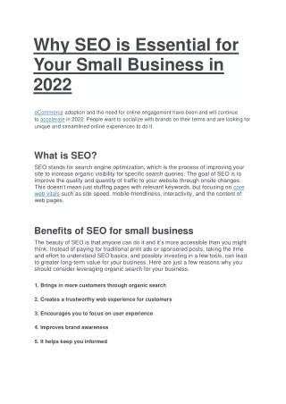 why seo is essential for your small business