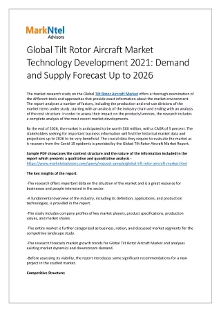 global tilt rotor aircraft market technology