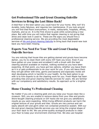 get professional tile and grout cleaning oakville