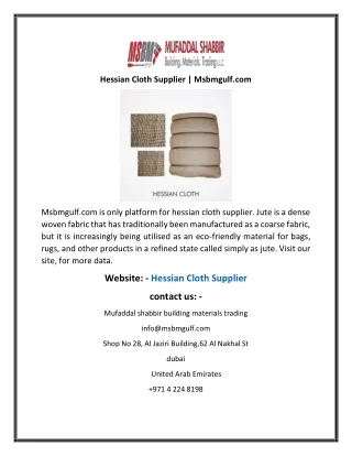 Hessian Cloth Supplier