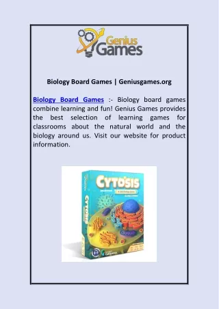 Biology Board Games | Geniusgames.org