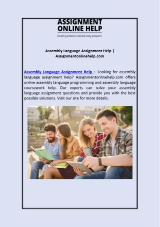 Assembly Language Assignment Help | Assignmentonlinehelp.com