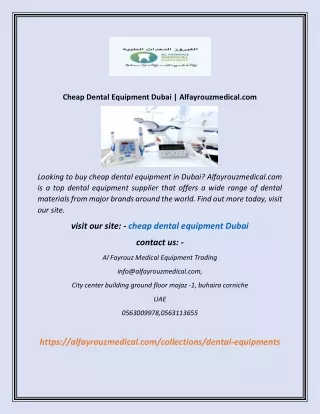 Cheap Dental Equipment Dubai