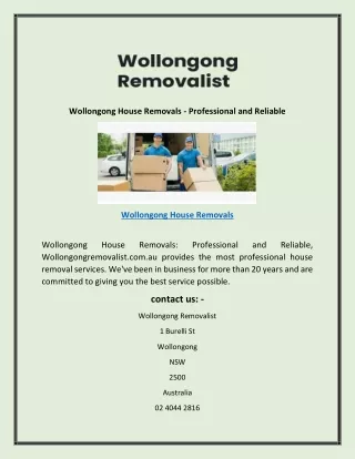 wollongong house removals professional
