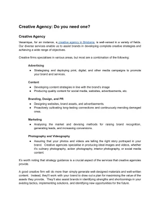 creative agency do you need one