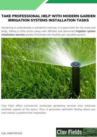 Take Professional Help with Modern Garden Irrigation Systems Installation Tasks