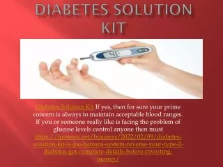 diabetes solution kit if yes then for sure your