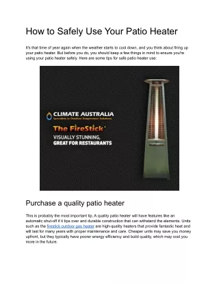 How to Safely Use Your Patio Heater