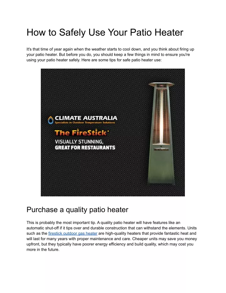 how to safely use your patio heater