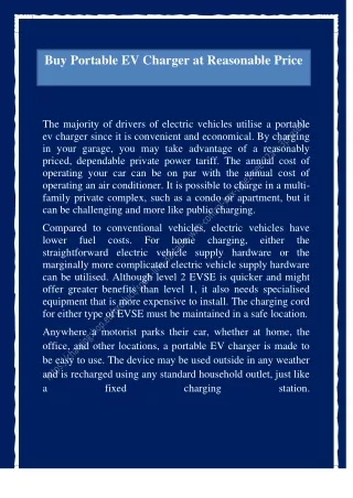 buy portable ev charger at reasonable price