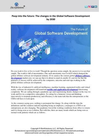 peep into the future the changes in the global