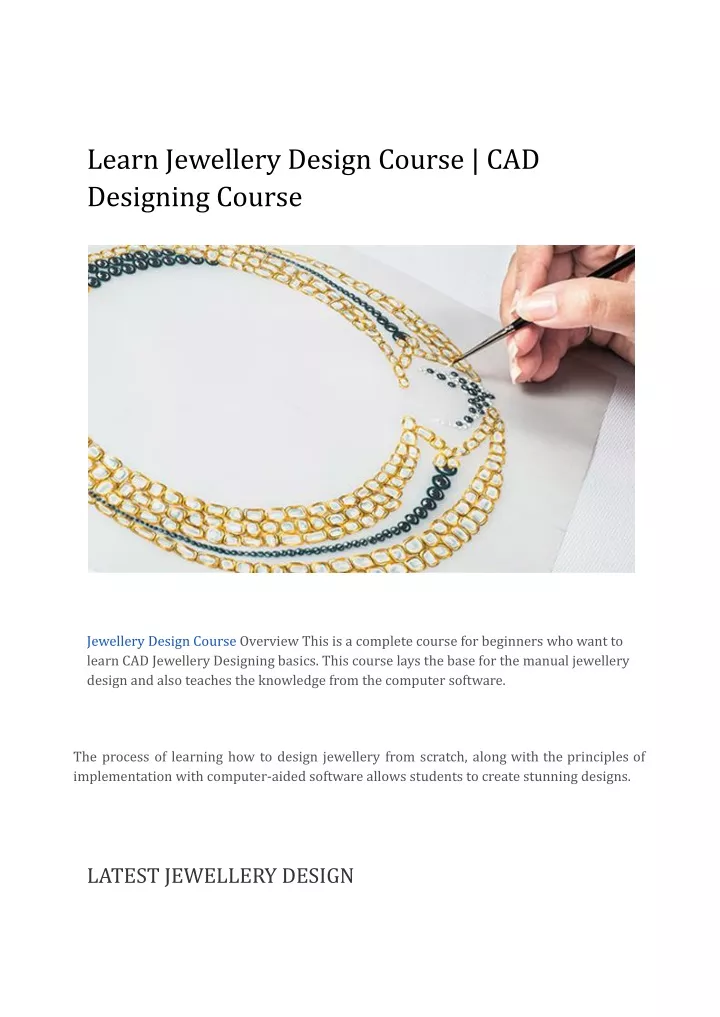 learn jewellery design course cad designing course