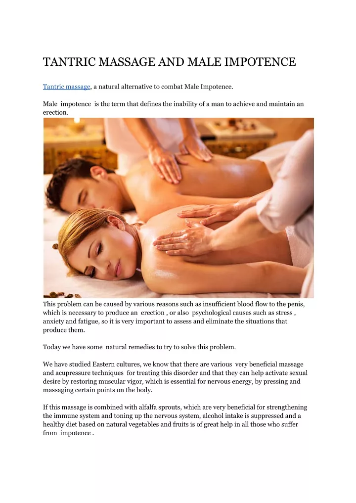 tantric massage and male impotence