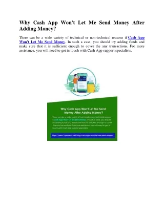 Why Cash App Won't Let Me Send Money After Adding Money?