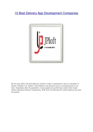 JPLoft: Restaurants And Food Ordering App Development Services, Restaurants And