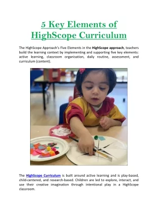 5 Key Elements of HighScope Curriculum
