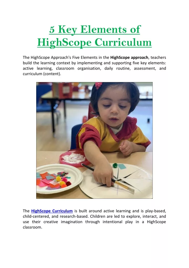 5 key elements of highscope curriculum