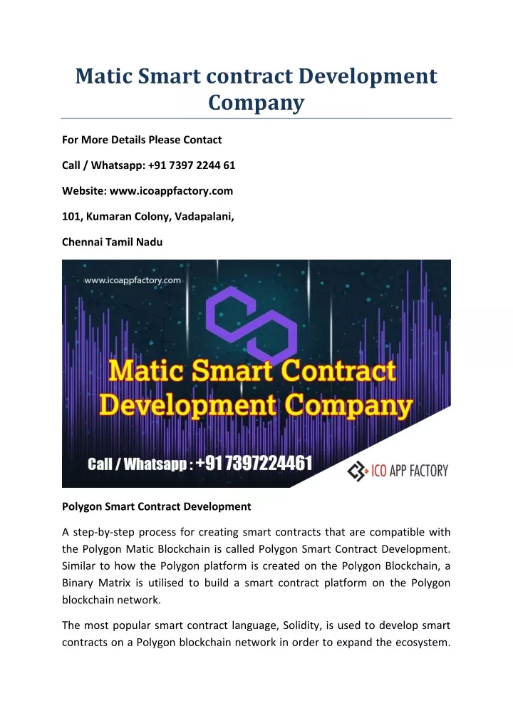 matic smart contract development company