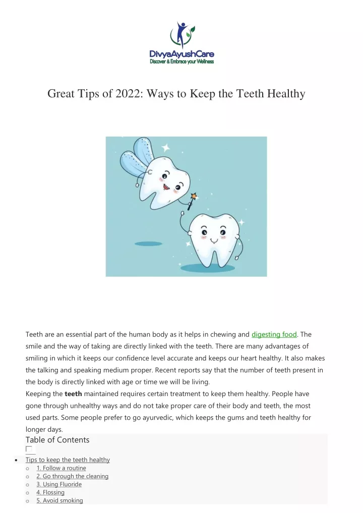 great tips of 2022 ways to keep the teeth healthy