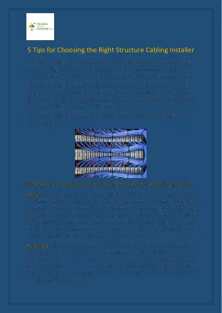5 tips for choosing the right structure cabling