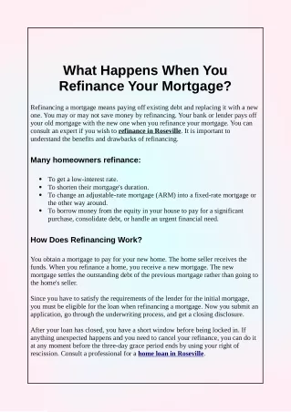 what happens when you refinance your mortgage