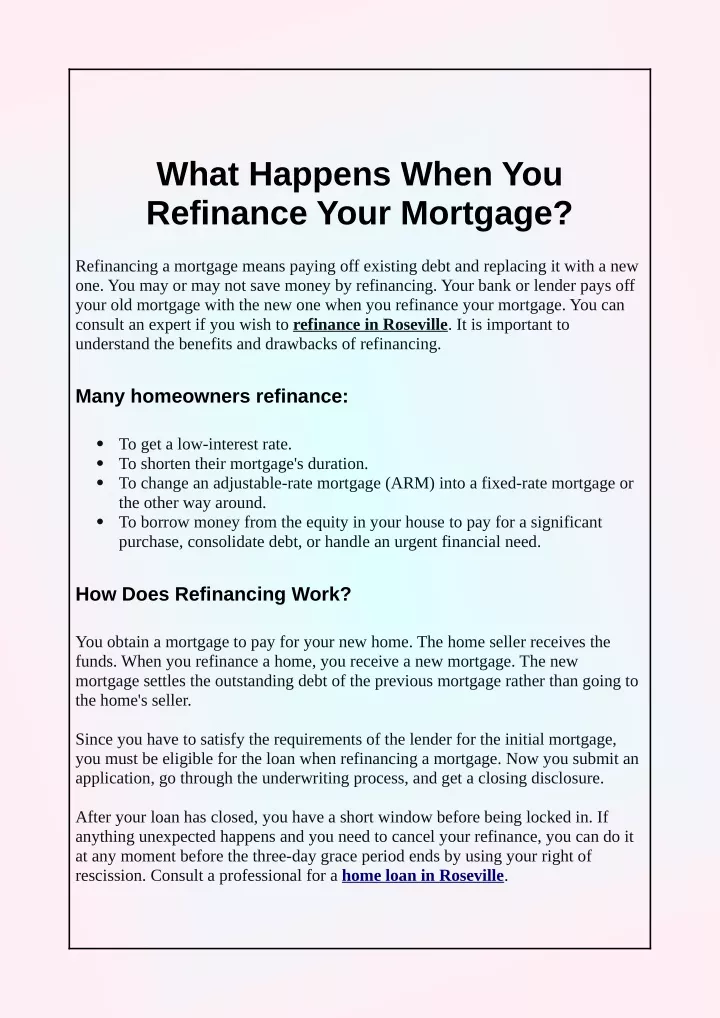 what happens when you refinance your mortgage