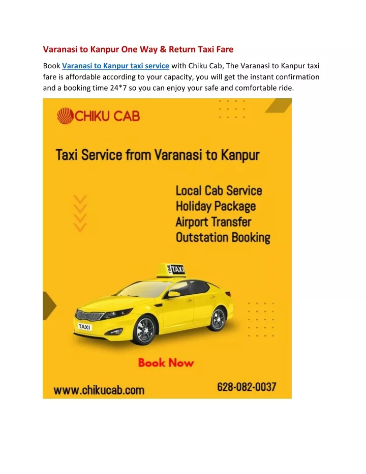 varanasi to kanpur one way return taxi fare