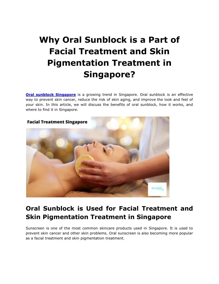 why oral sunblock is a part of facial treatment