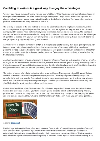 gambling in casinos is a great way to enjoy