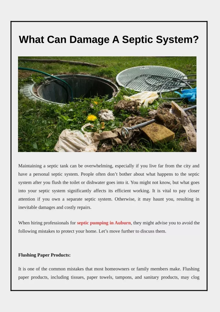 what can damage a septic system