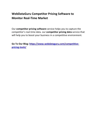 webdataguru competitor pricing software