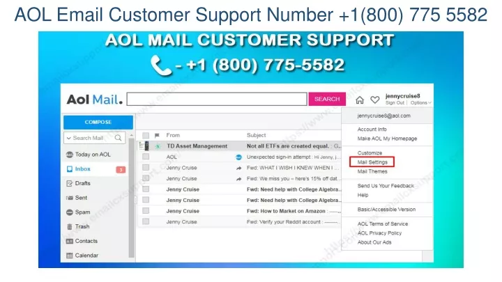 aol email customer support number 1 800 775 5582