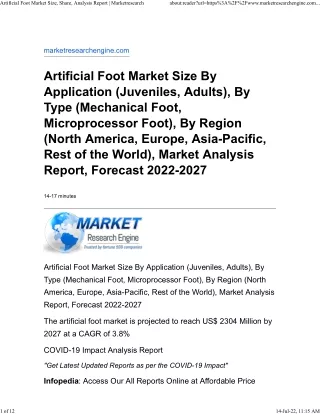 artificial foot market size share analysis report