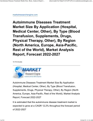 Autoimmune Diseases Treatment Market