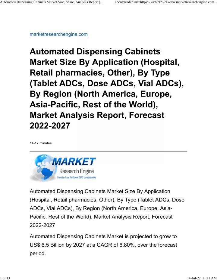 automated dispensing cabinets market size share