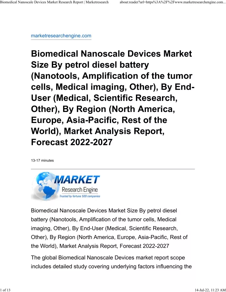 biomedical nanoscale devices market research