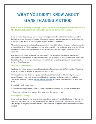 What You Didn’t Know About Gann Trading Method